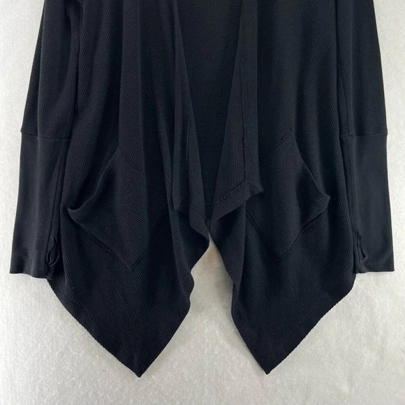 Splendid Cardigan Sz XS  Open Front Hoodie Asymmetric Supima Blend Black - Picture 3 of 10